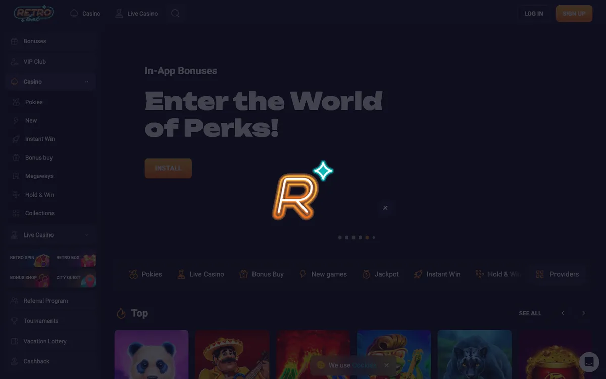 Retro Bet Casino — Sign-up, captured from Australia