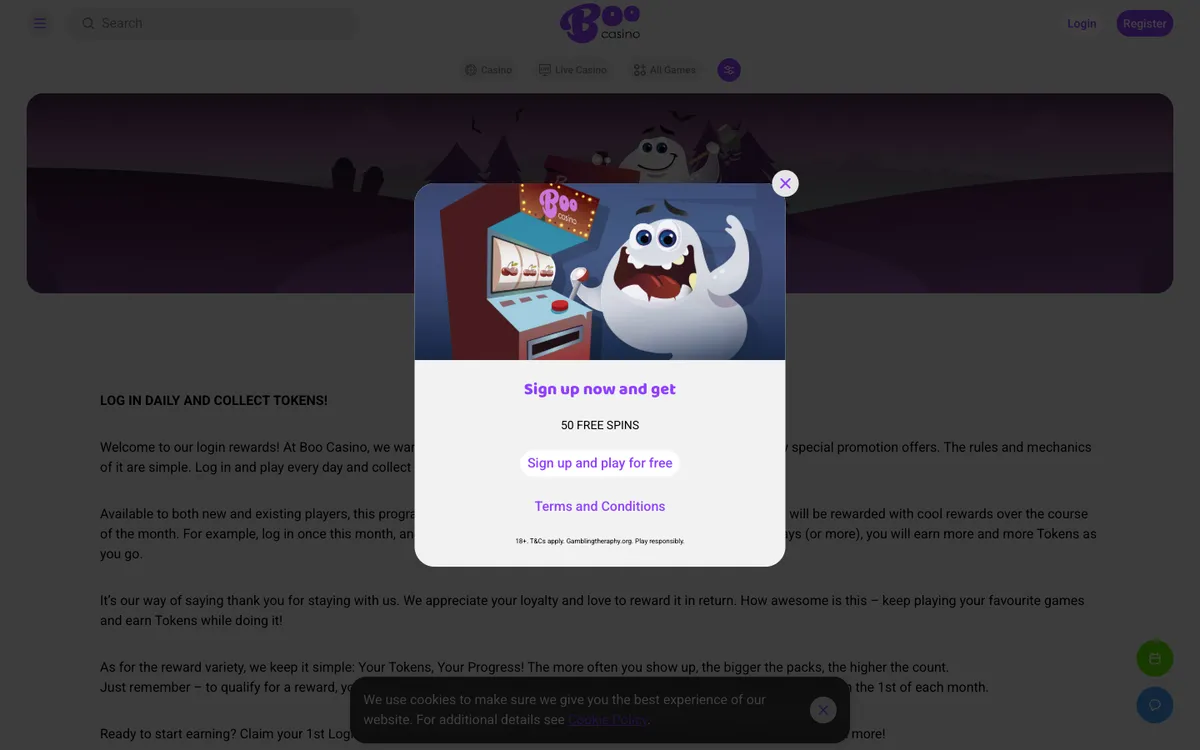 Boo Casino — «Регистрация», снято из страны Австрия