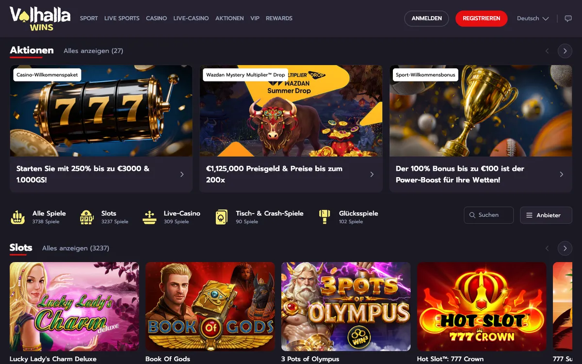 Valhalla Wins Casino — «Главная», снято из страны Германия