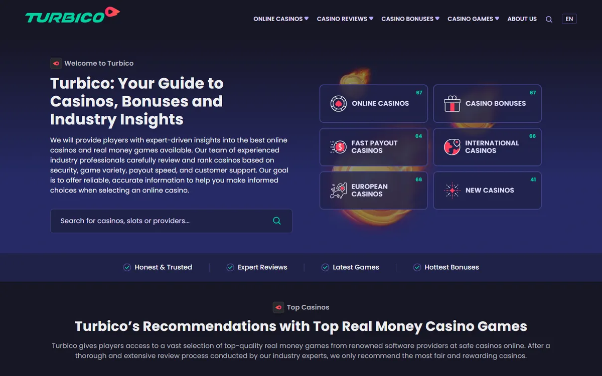 Turbico Casino — «Главная», снято из страны Канада