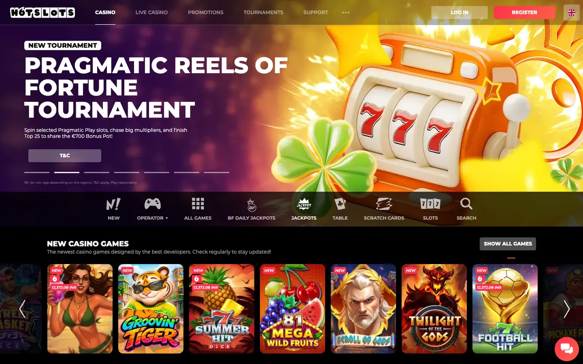 HotSlots Casino — Home page, captured from Slovenia
