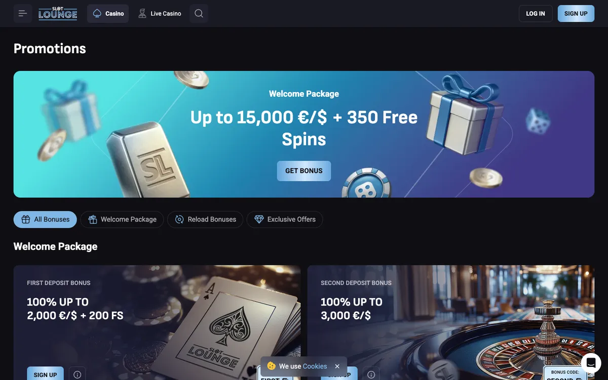 SlotLounge Casino — «Акции», снято из страны Япония