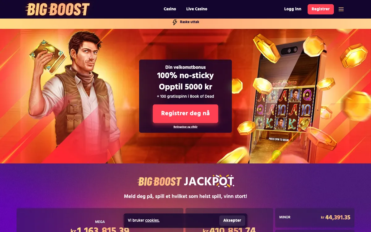 Big Boost Casino — Home page, captured from Norway