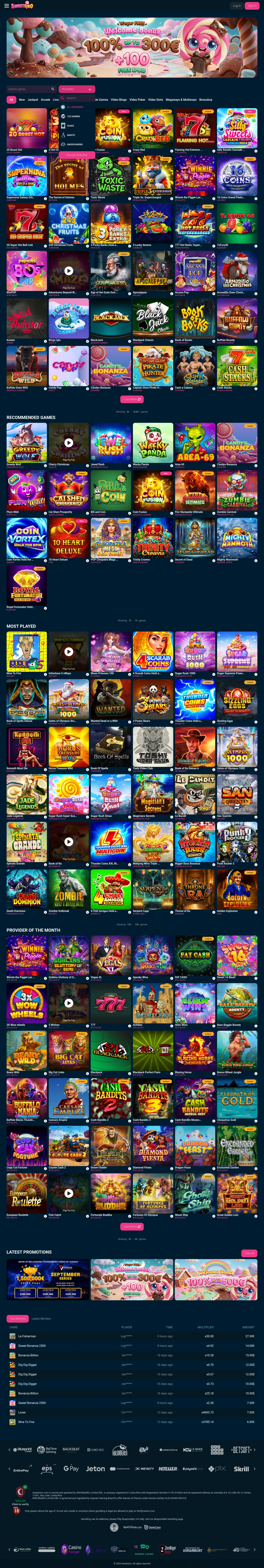 Sweetsino Casino — «Главная», снято из страны Канада