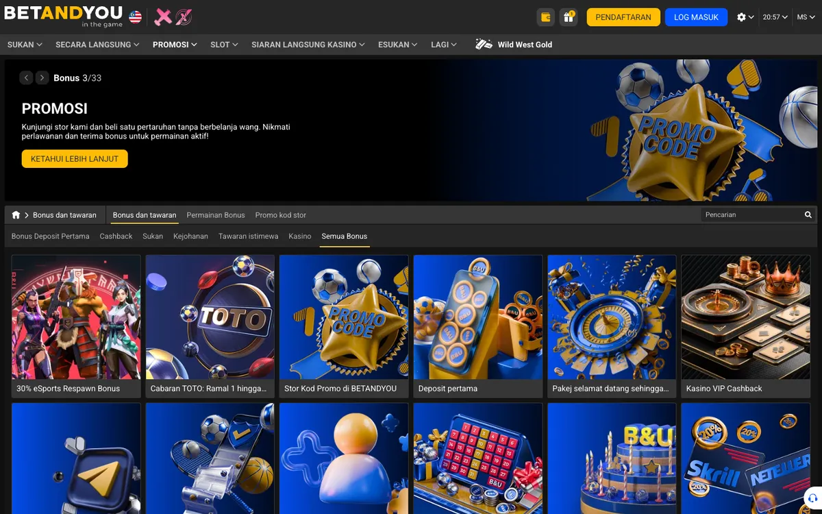 Betandyou Casino — «Акции», снято из страны Малайзия