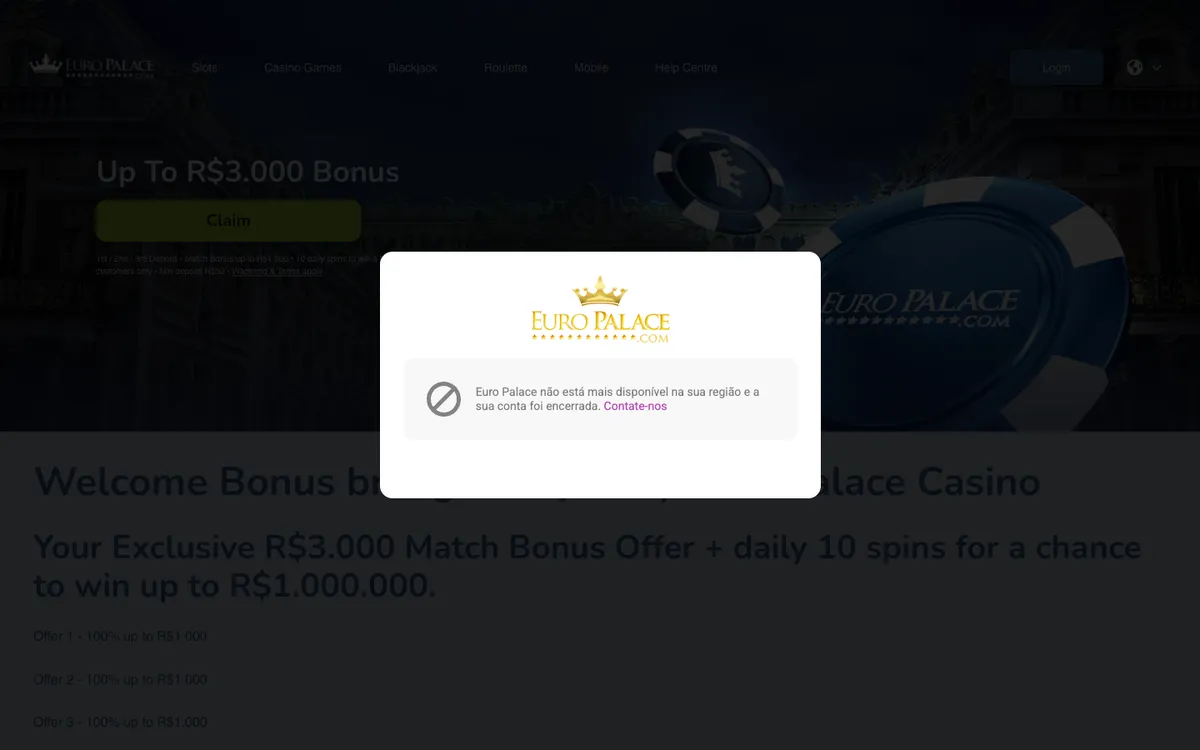 Euro Palace Casino — Promotions, captured from Finland