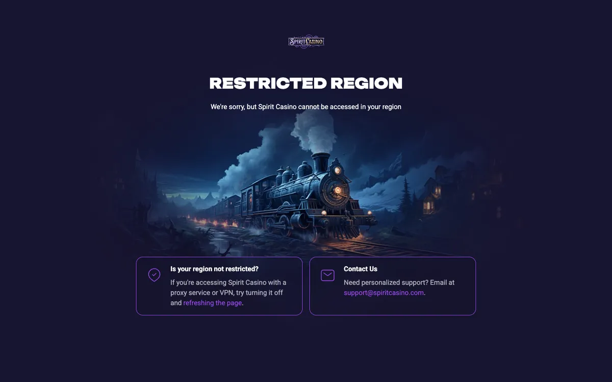 Spirit Casino — Home page, captured from France