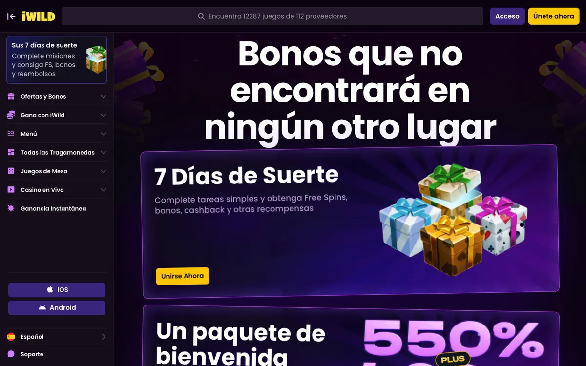 iWild Casino — Promotions, captured from Spain