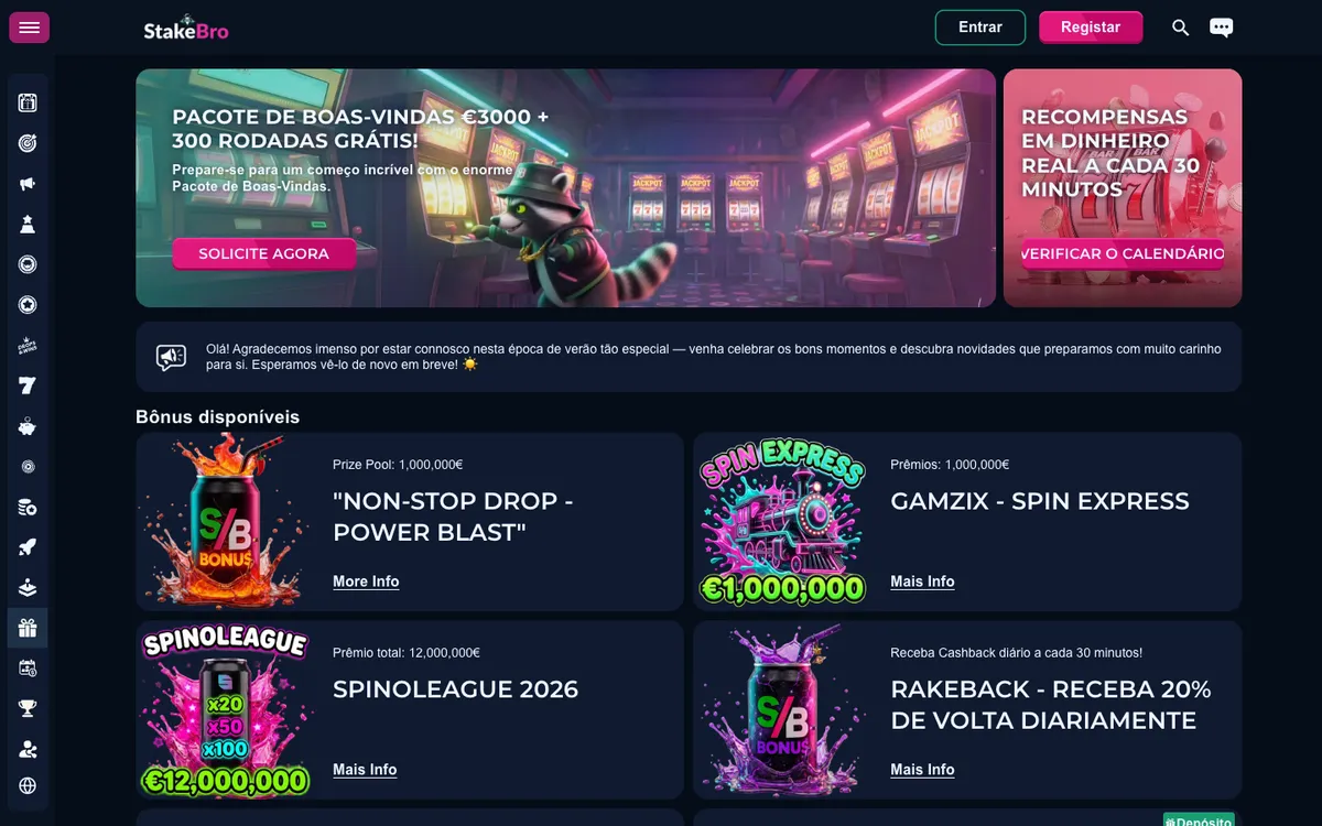 StakeBro Casino — Promotions, captured from Portugal