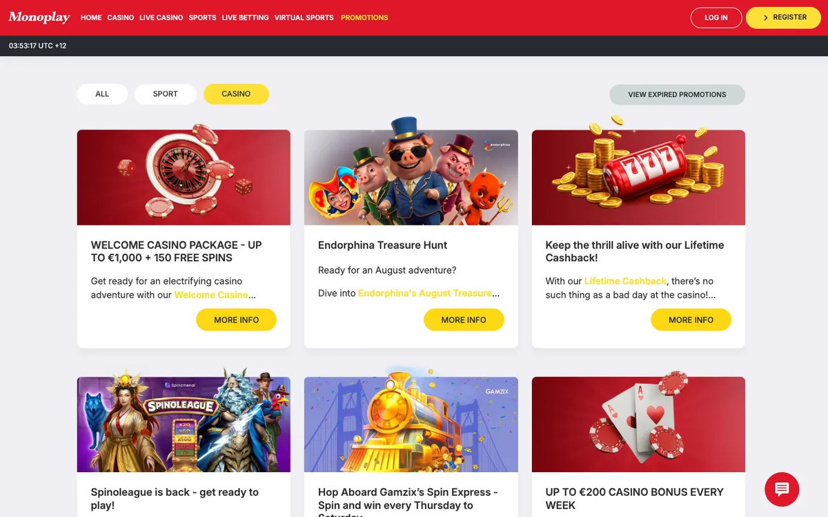 MonoPlay Casino — Promotions, captured from New Zealand