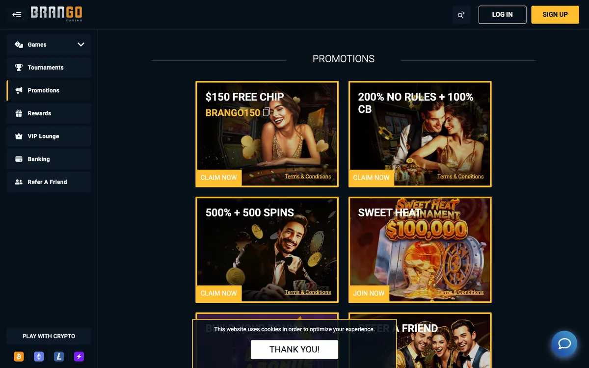 Brango Casino — Promotions, captured from Australia