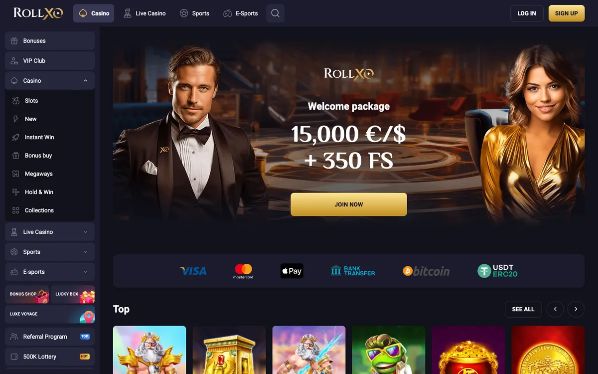 RollXO Casino — «Главная», снято из страны Япония
