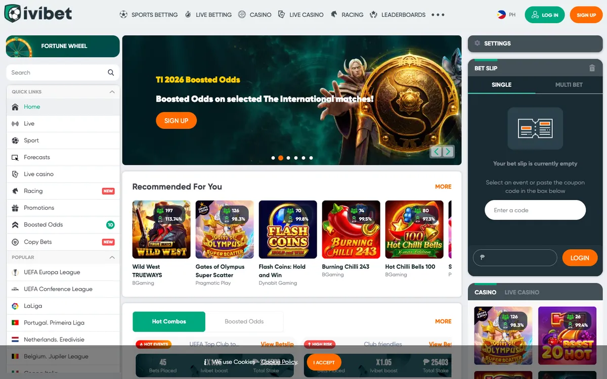 Ivibet Casino — Home page, captured from Singapore