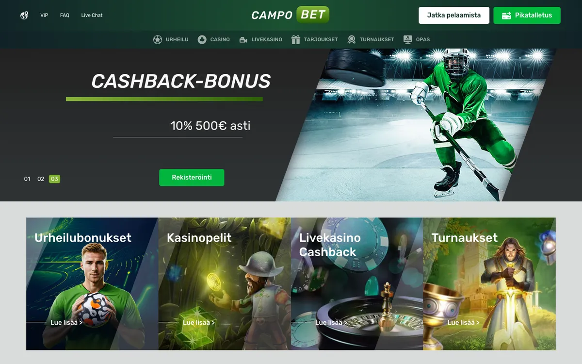 Campobet Casino — Home page, captured from Finland