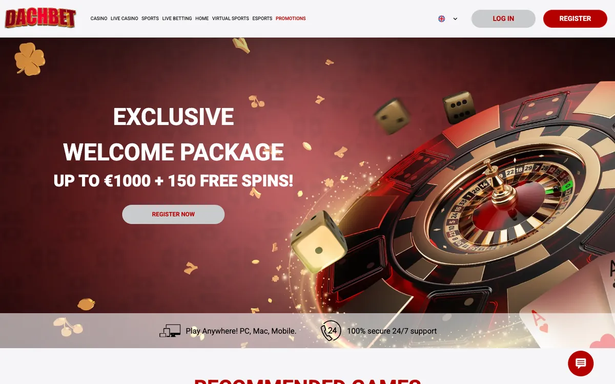 Dachbet Casino — Home page, captured from Nigeria