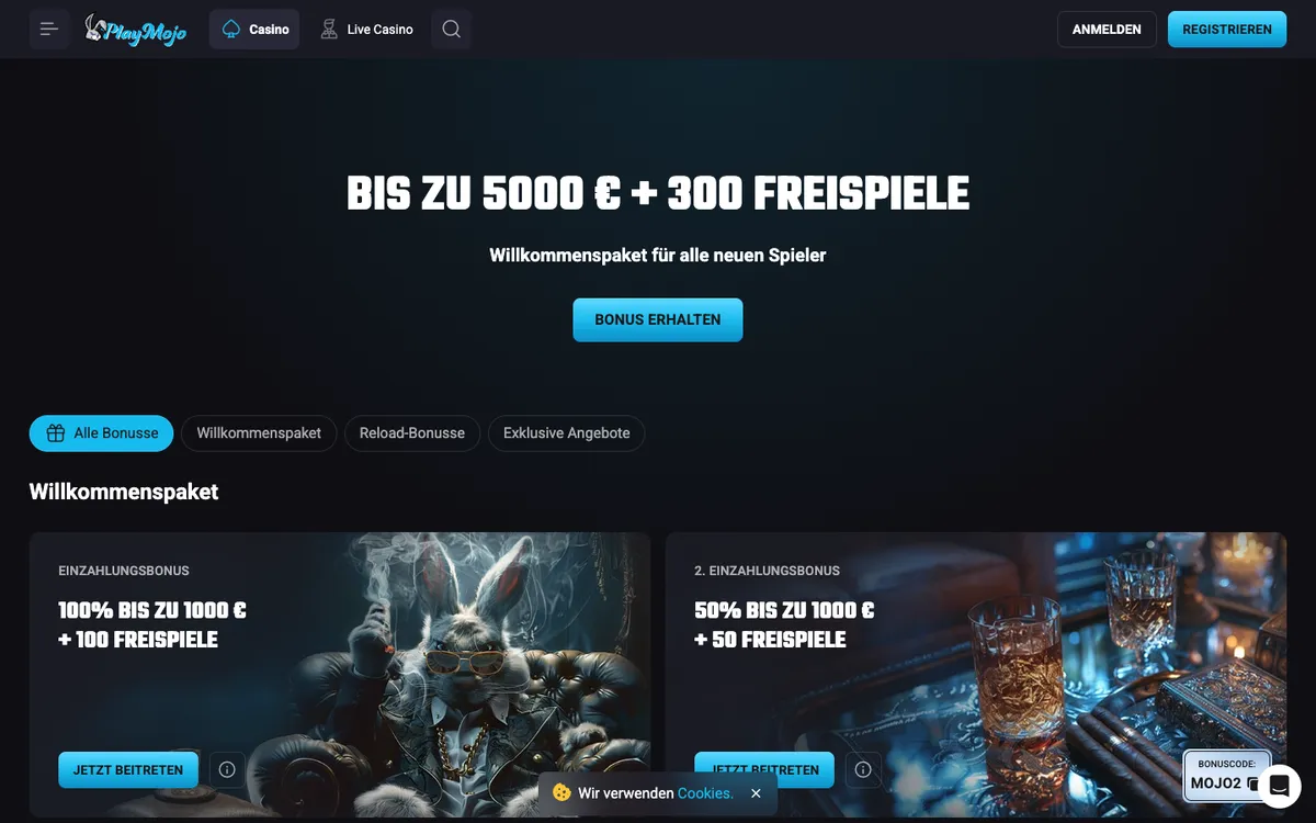 PlayMojo Casino — «Акции», снято из страны Австрия