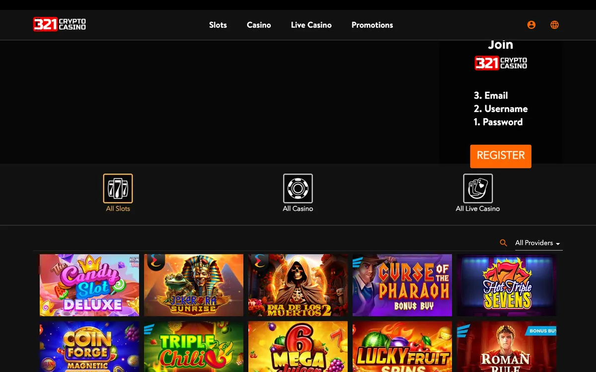 321Crypto Casino — «Главная», снято из страны Польша