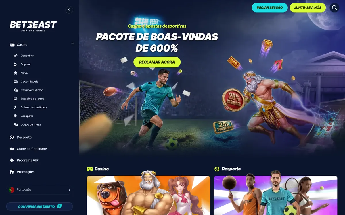 BetBeast Casino — «Главная», снято из страны Бразилия