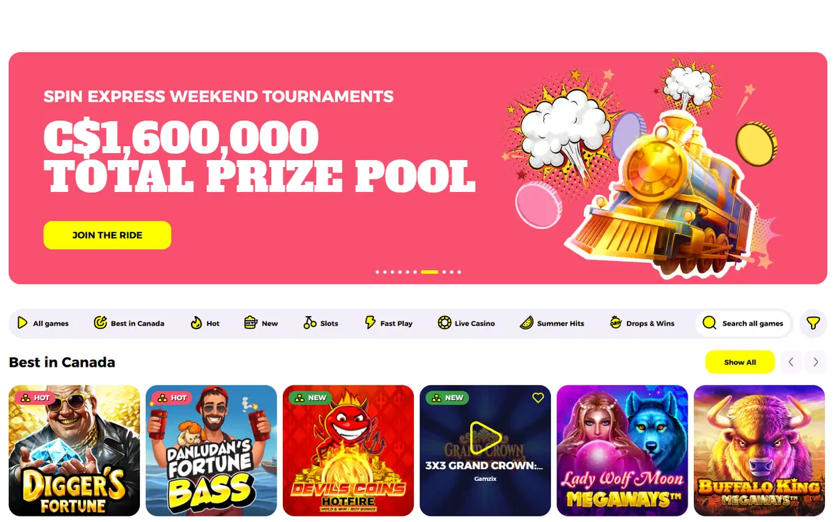 Let's Go Casino — Home page, captured from Canada