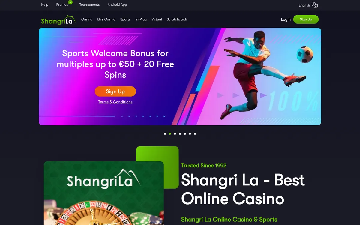 Shangri La Casino — Home page, captured from Austria