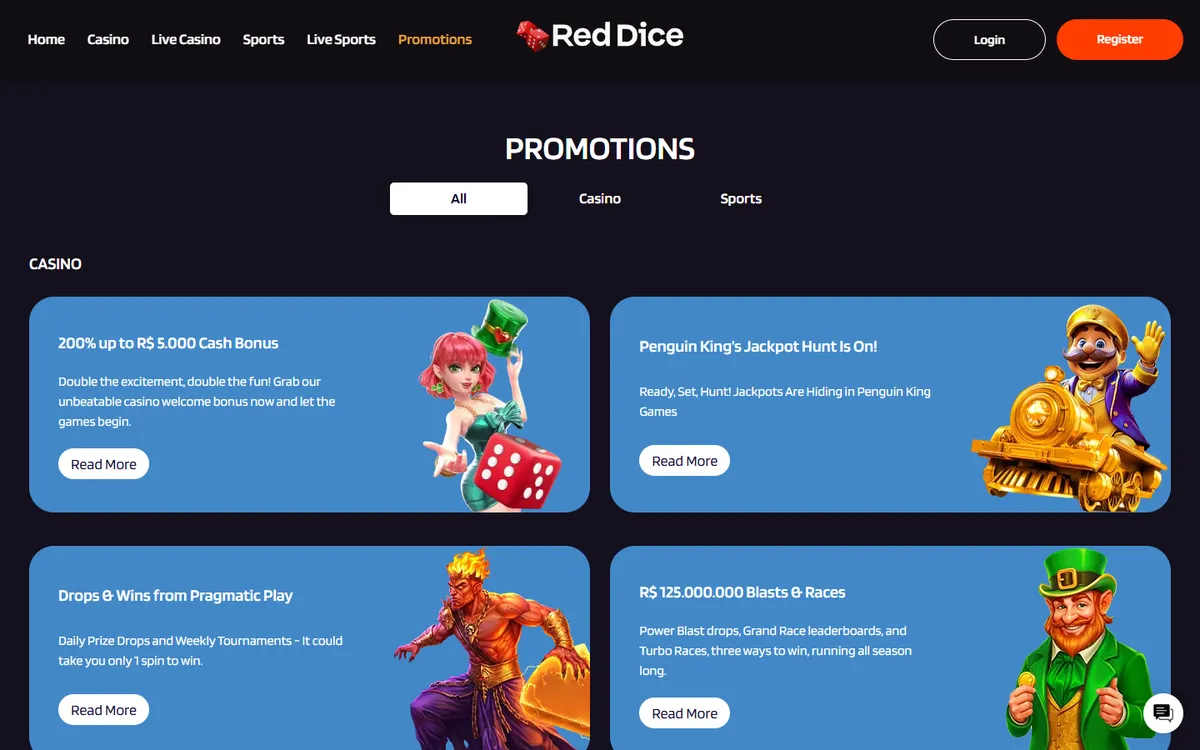 Red Dice Casino — Promotions, captured from Canada