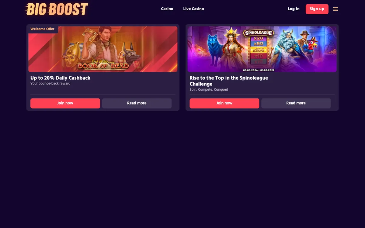 Big Boost Casino — Promotions, captured from Austria