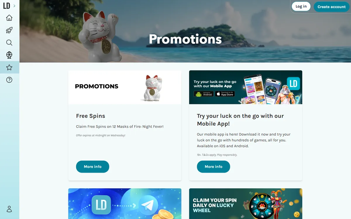 Lucky Days Casino — Promotions, captured from Canada