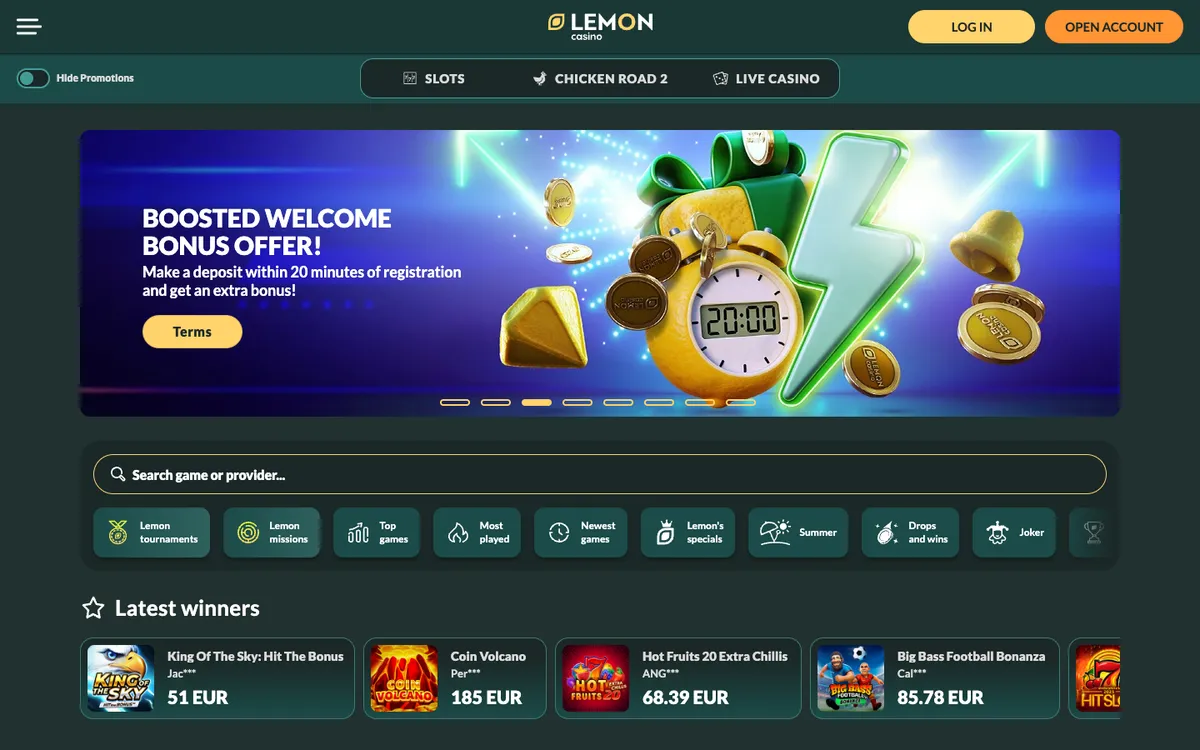 Lemon Casino — «Главная», снято из страны Новая Зеландия