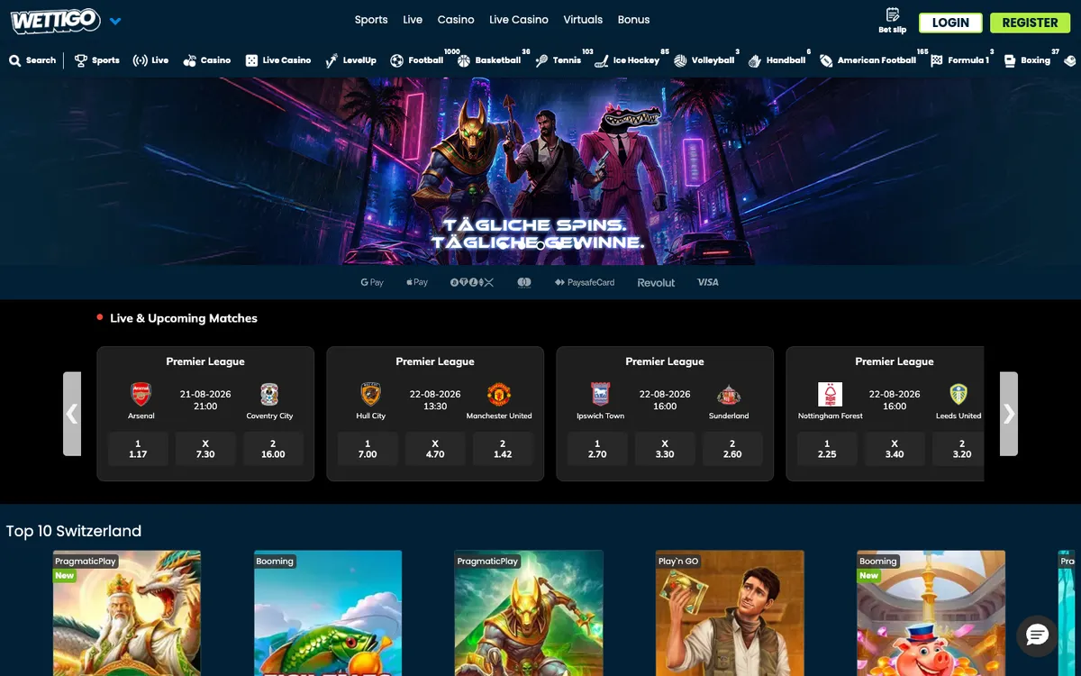 Wettigo Casino — «Главная», снято из страны Бельгия