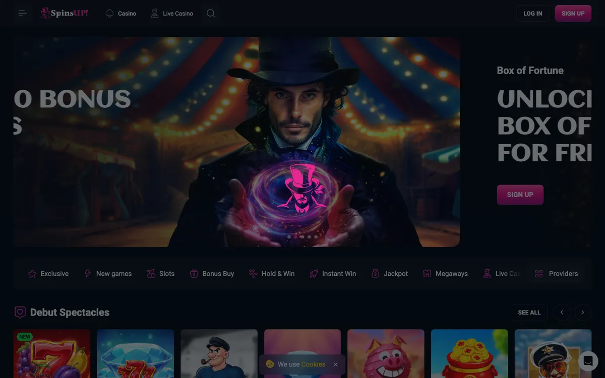 SpinsUP Casino — Sign-up, captured from South Africa