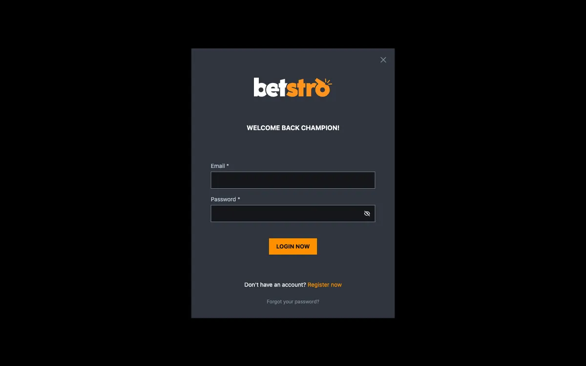 Betstro Casino — Sign-up, captured from Austria