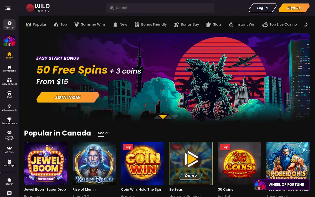Wild Tokyo Casino — «Главная», снято из страны Канада
