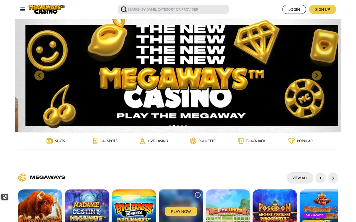 Megaways Casino — «Главная», снято из страны Великобритания