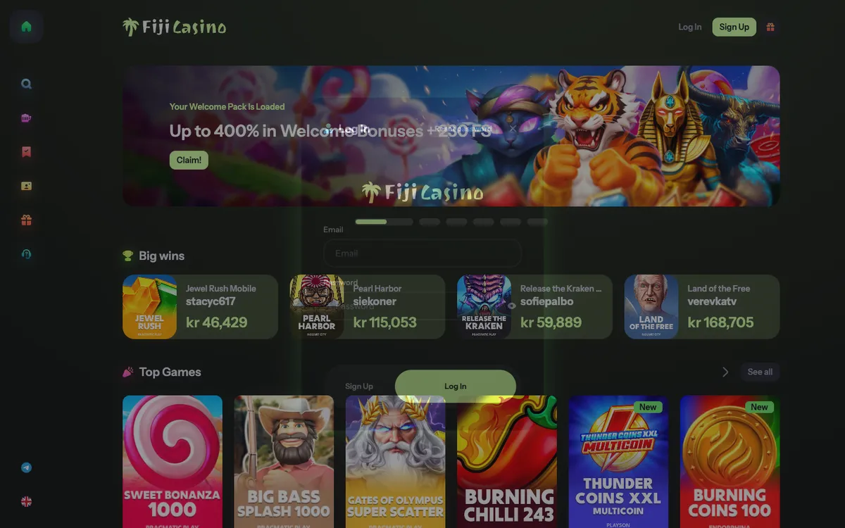 Fiji Casino — Sign-up, captured from Norway