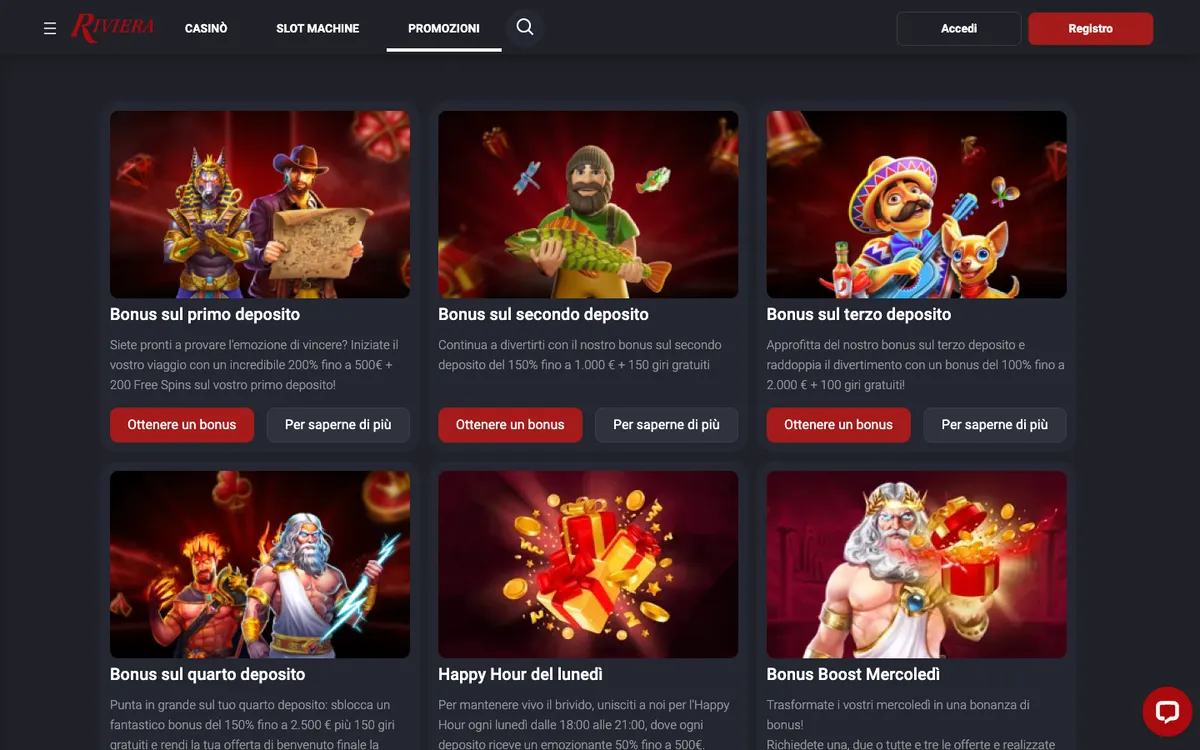 Riviera Casino — Promotions, captured from Italy