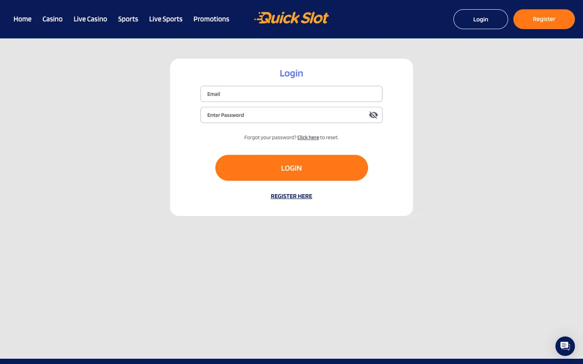 QuickSlot Casino — Sign-up, captured from Belgium