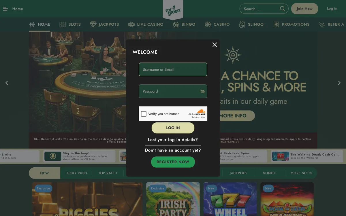 Mr Green Casino — Payments, captured from United Kingdom