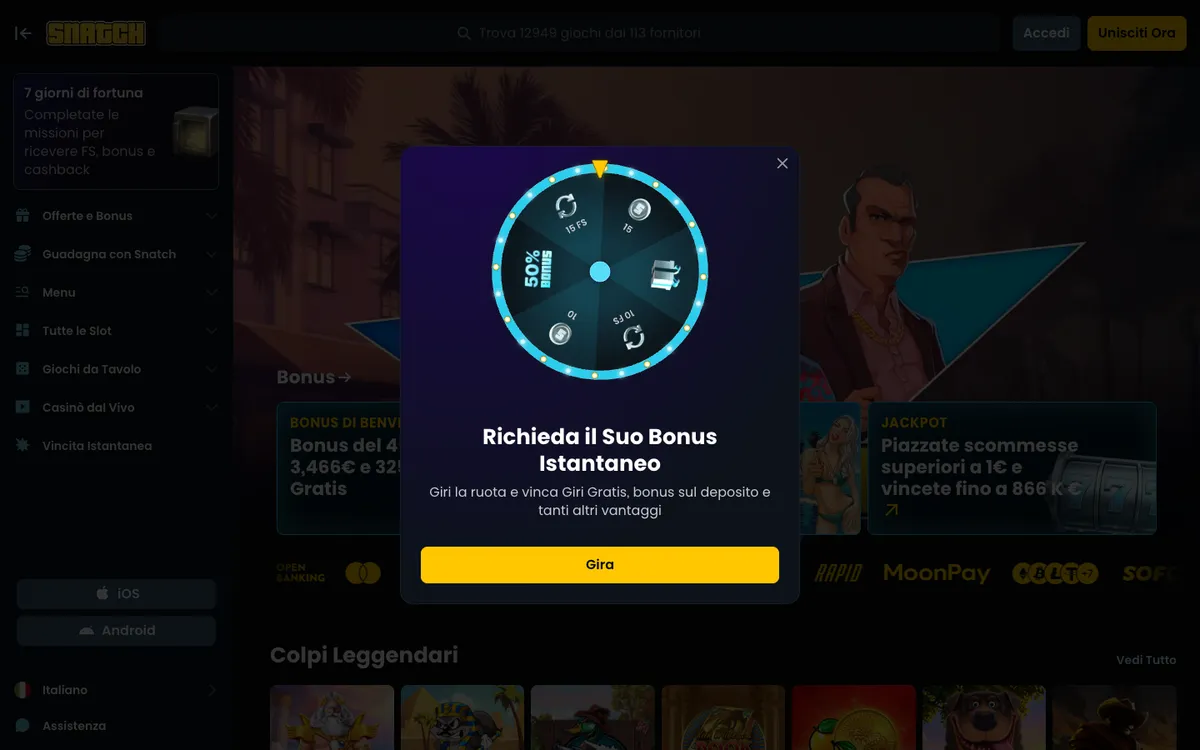 Snatch Casino — «Главная», снято из страны Италия