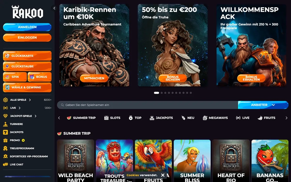 Rakoo Casino — «Главная», снято из страны Германия