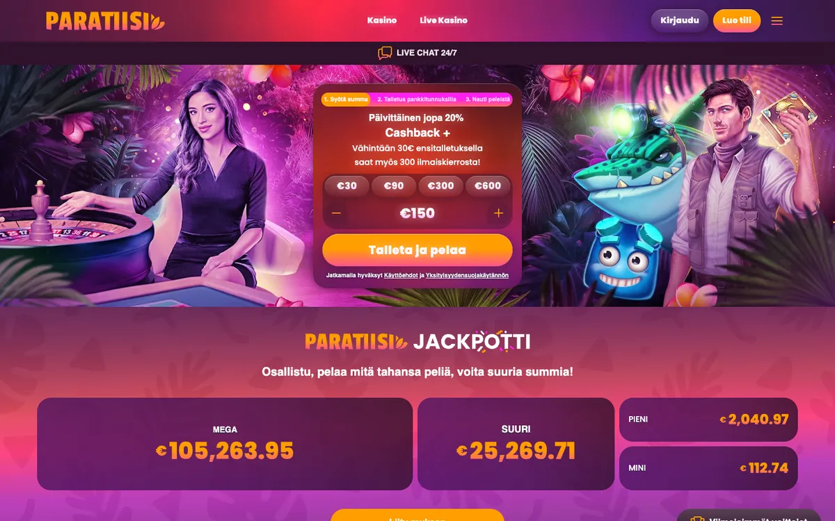 Paratiisi Casino — «Главная», снято из страны Финляндия