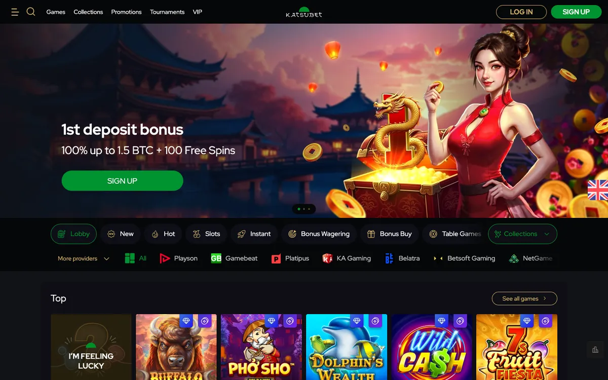 KatsuBet Casino — Home page, captured from France