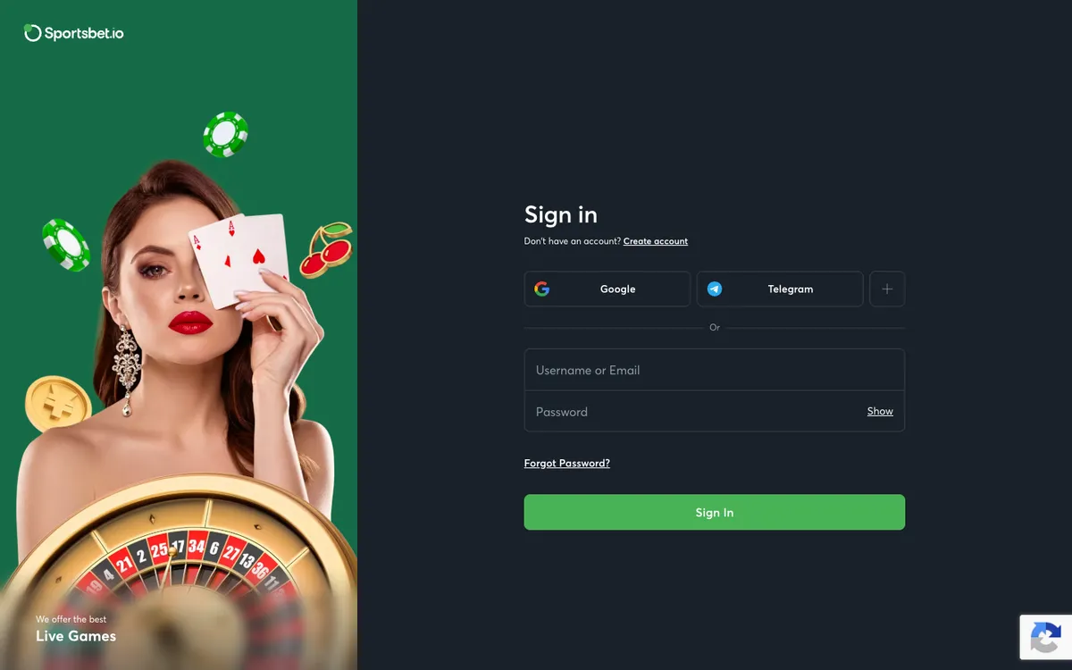 Sportsbet.io Casino — Sign-up, captured from Belgium