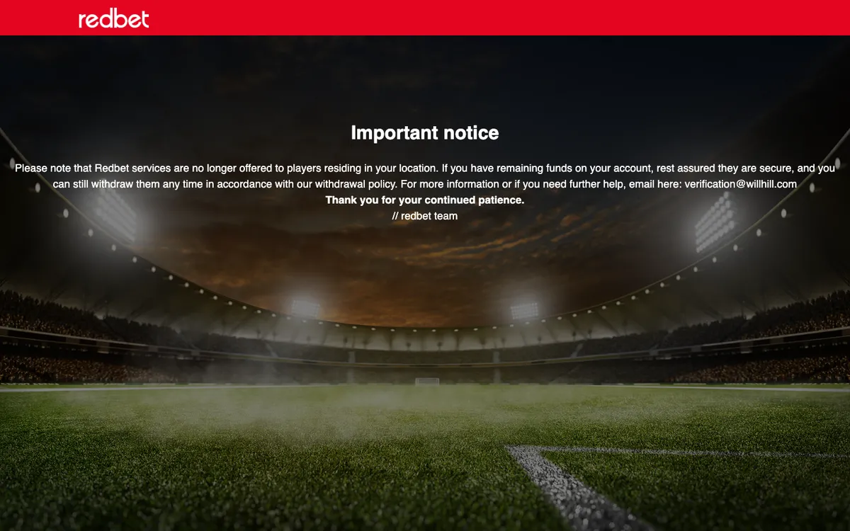 Redbet Casino — Home page, captured from Brazil