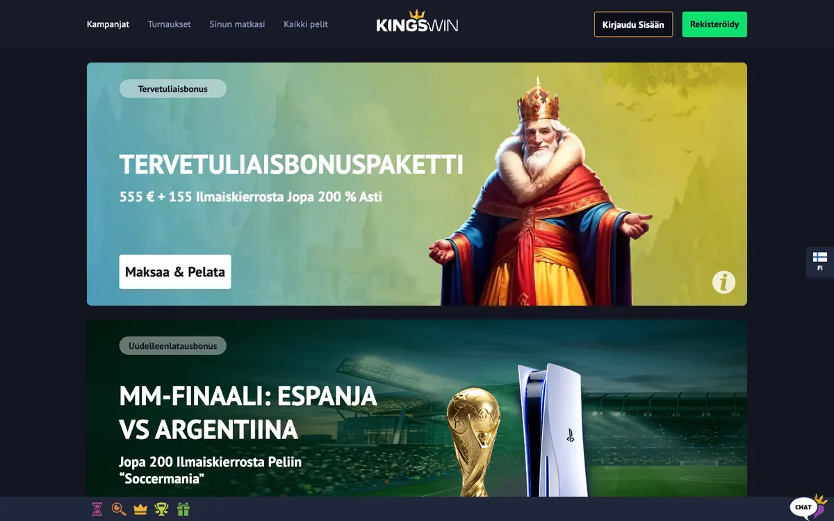 KingsWin Casino — Promotions, captured from Finland