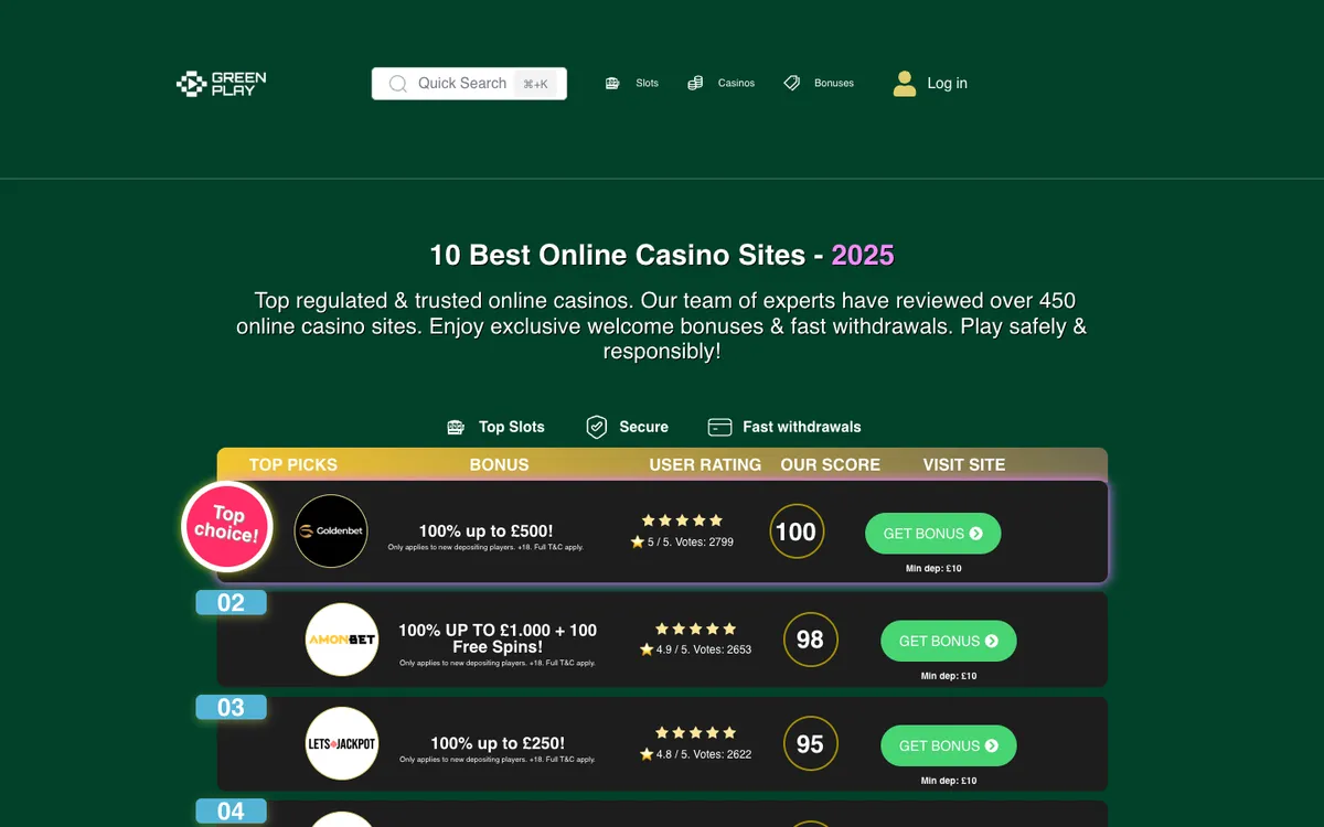 Greenplay Casino — Home page, captured from Australia