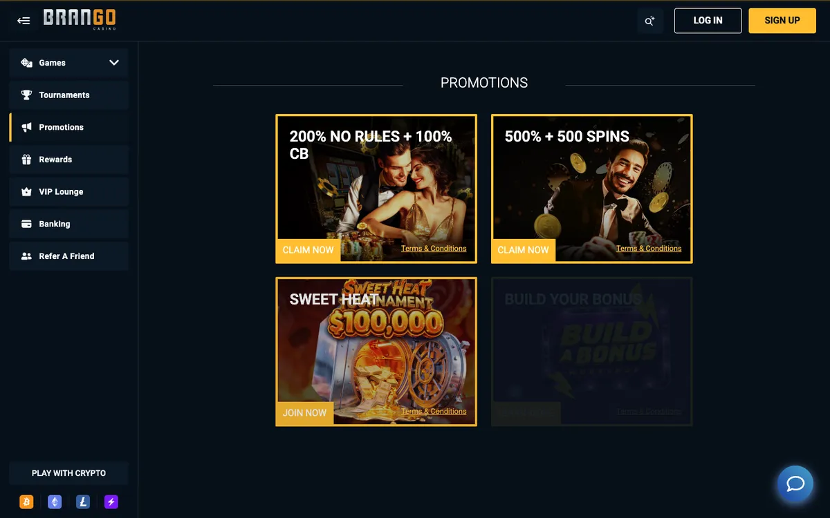 Brango Casino — Promotions, captured from Austria