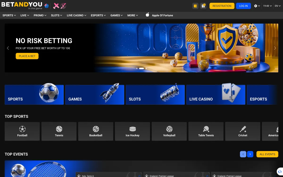 Betandyou Casino — Home page, captured from Australia