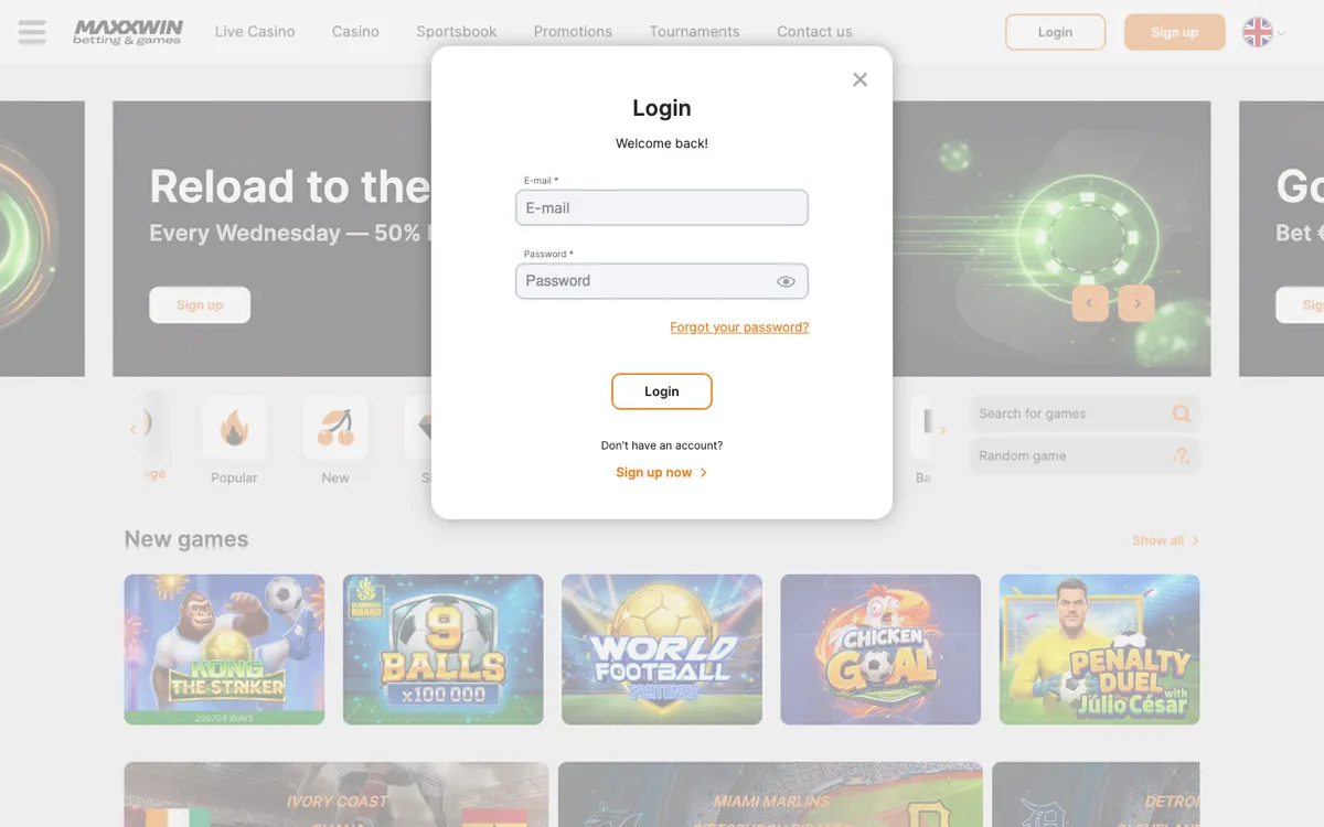 Maxxwin Casino — Sign-up, captured from Argentina