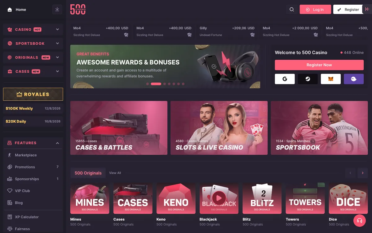 500 Casino — «Главная», снято из страны Австрия