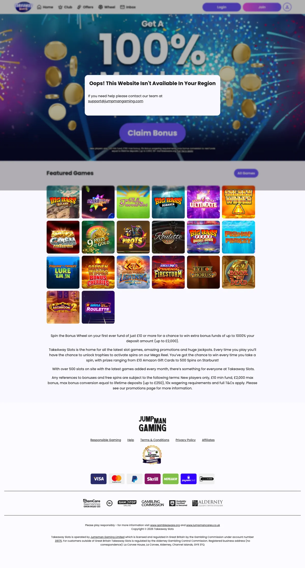 Takeaway Slots Casino — «Главная», снято из страны Австрия